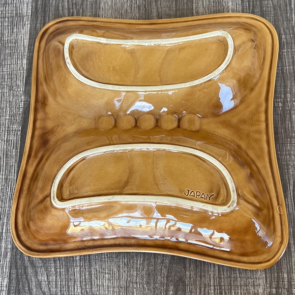 Vintage Mid Century 70’s Ashtray Browns & Red Drip Glasé - Picture 6 of 9